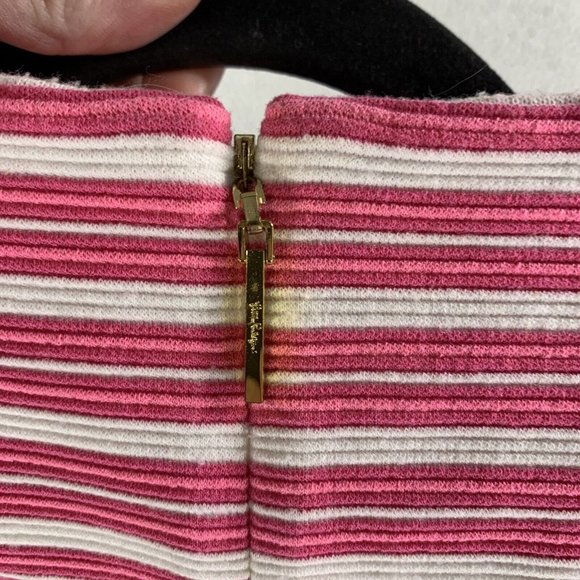Lilly Pulitzer Dress Women's Small Pink White Brielle Striped Polyester Cotton - Picture 13 of 16